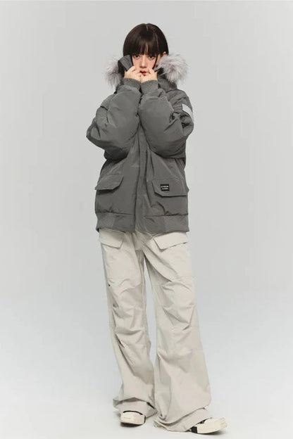 Single-Breasted Casual Hooded Parka Coat