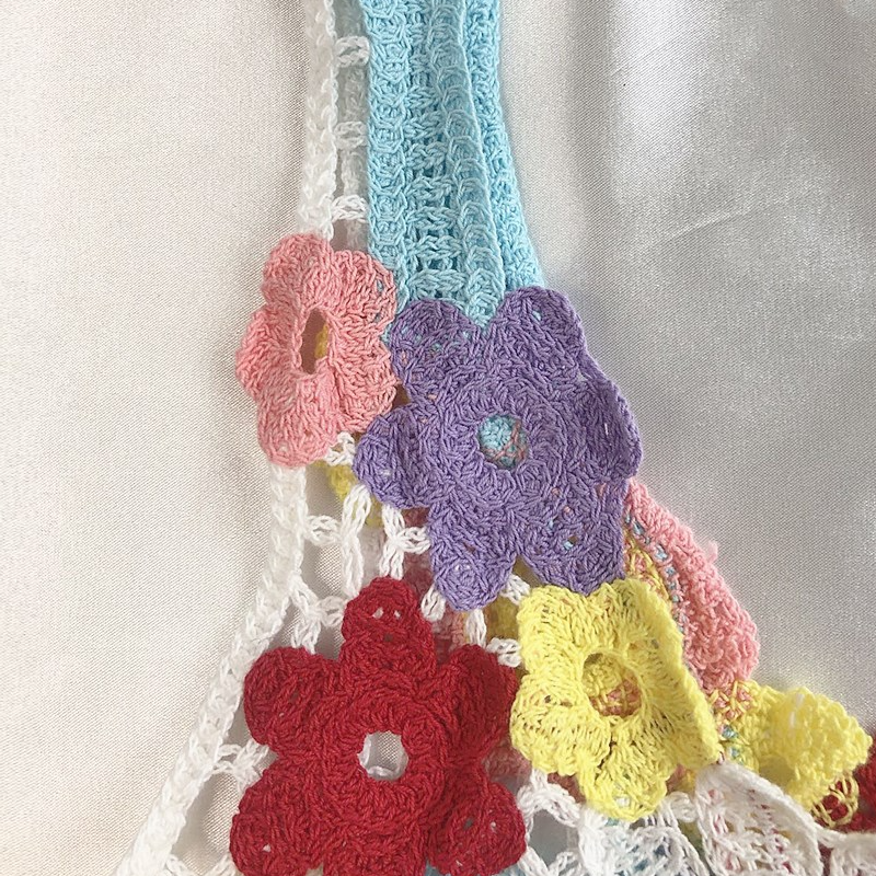 U neck flower applique knitted hollow out cami cut out top  | Festival Outfits Women