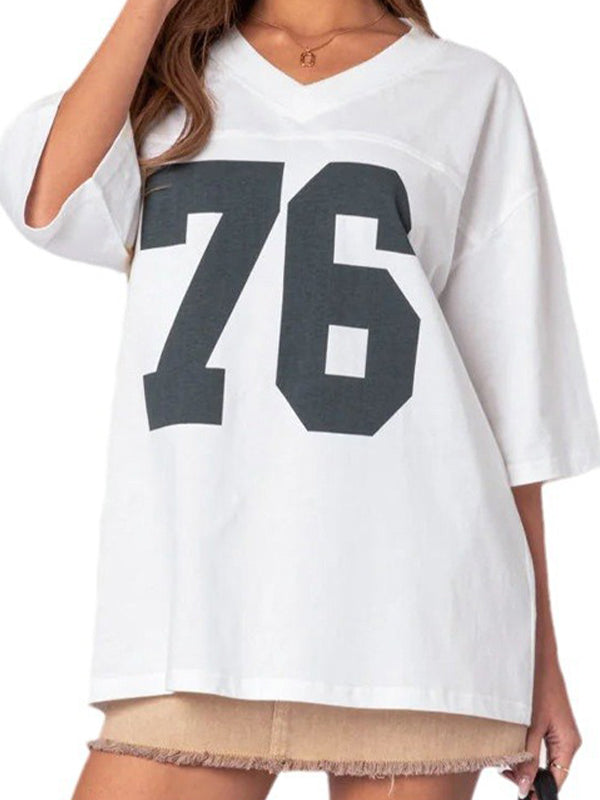 Contrast Print Oversized Short Sleeve Tee