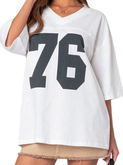 Contrast Print Oversized Short Sleeve Tee