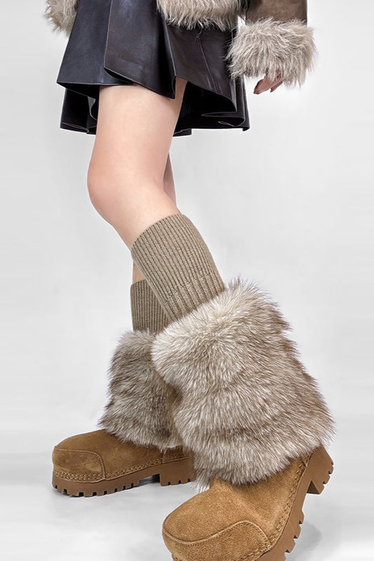 Chunky Ribbed Faux Fur Leg Warmers