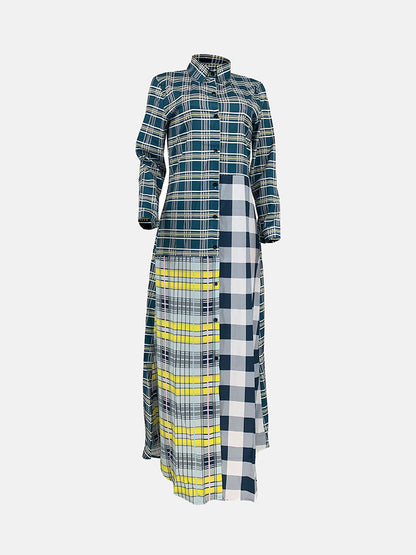 Plaid Turndown Collar Dresses Coat