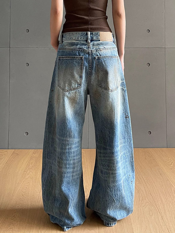 Cracked Washed-Out Worn Boyfriend Jeans