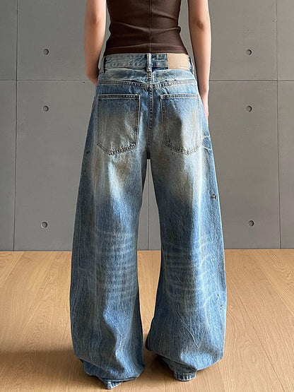 Cracked Washed-Out Worn Boyfriend Jeans