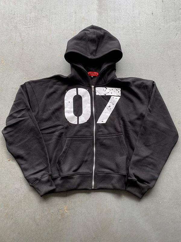 Lettering Oversized Long Sleeve Hoodie