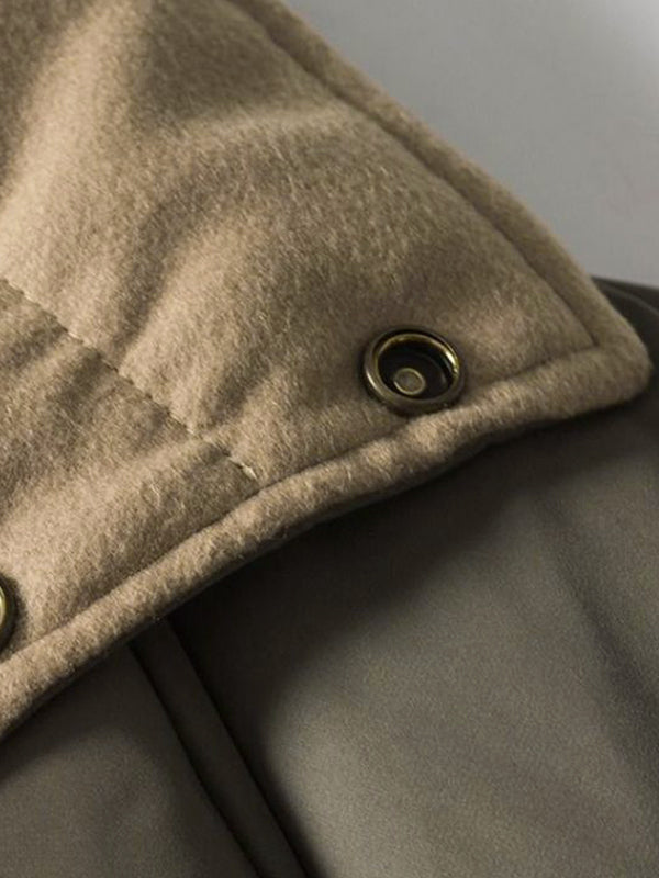 Solid Slant Pocket High Neck Jacket