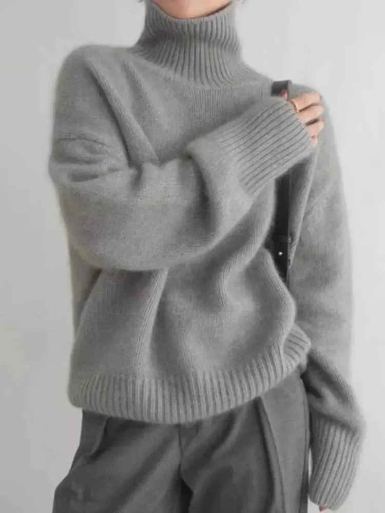 Jersey de cuello alto transpirable de gran tamaño para mujer | Ideal para otoño/invierno