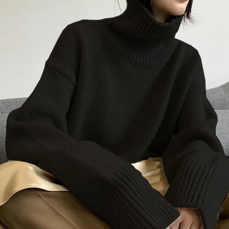 Jersey de punto holgado y suave con cuello alto para mujer | Ideal para otoño/invierno