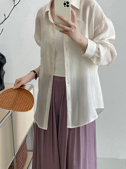 Olivia Loose Lapel Hollowed Back Slit Shirt