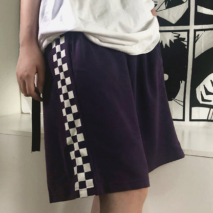 Side Checkered Plaid Shorts Pants