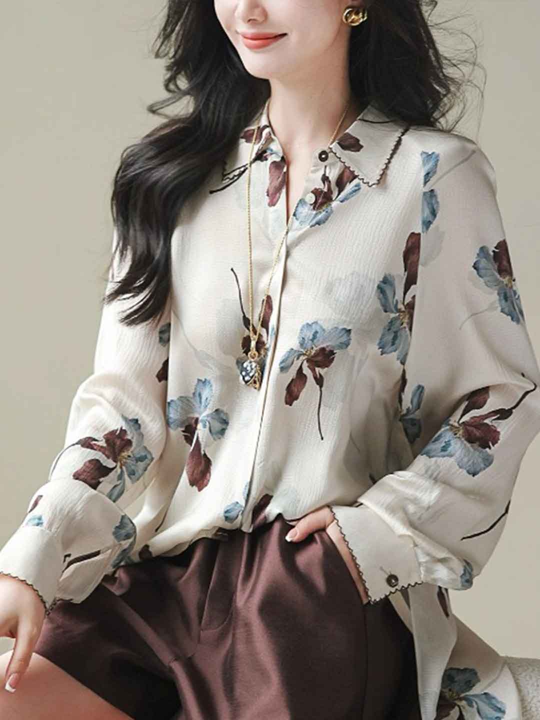 Payton Retro Contrasted Color Printed Shirt