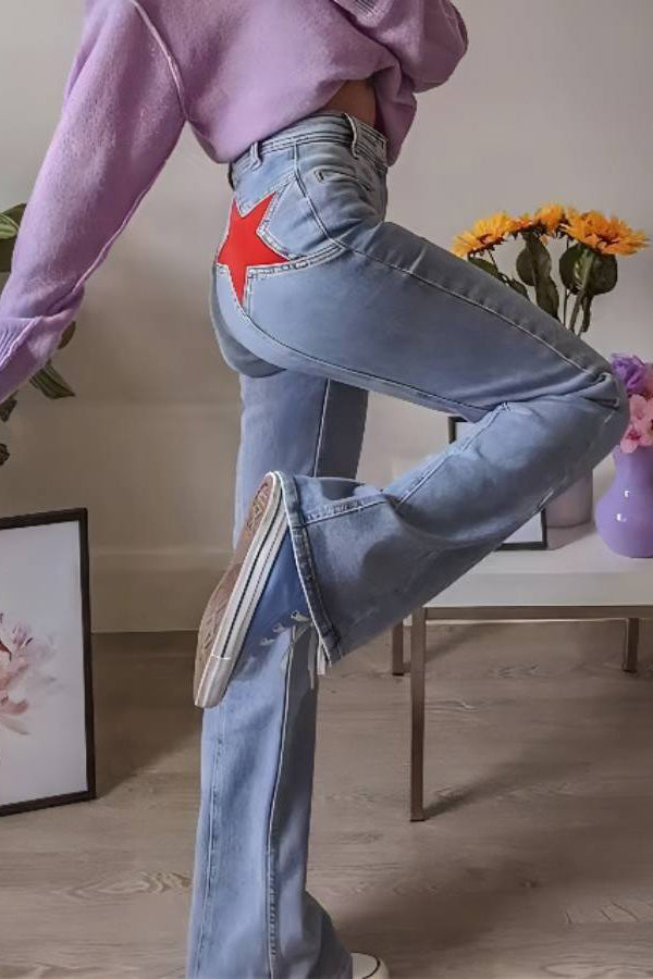 Vaqueros acampanados retro de cintura media