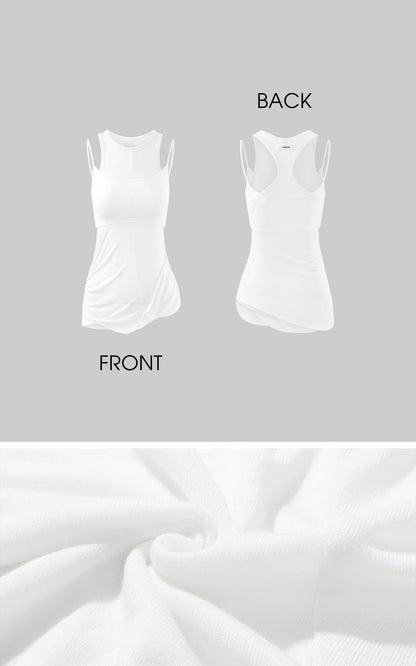 Cutout Layered Tank Top with Asymmetric Hem