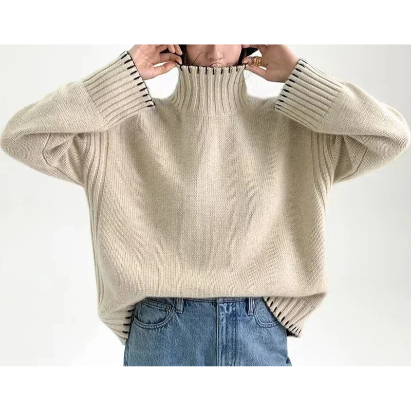Jersey de punto suave y holgado para mujer, fácil de usar | Ideal para otoño/invierno