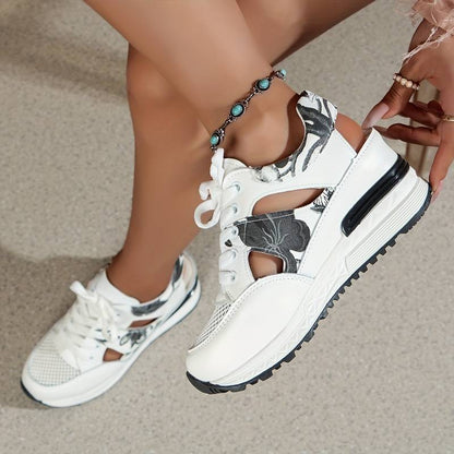 Women’s Stylish Floral Platform Sneakers with Cutout Design | Ideal for All Seasons