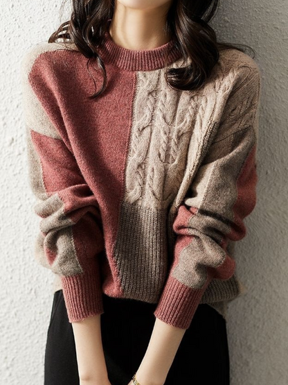 Jersey de punto con bloques de color para mujer | Ideal para otoño/invierno