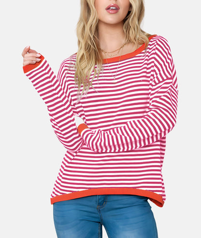 Lenore - Suéter de rayas con hombros caídos - Casual - Estilo moderno - Ropa de diario