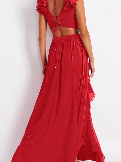 3D Floral Shoulder Embellished Cutout Swimsuit