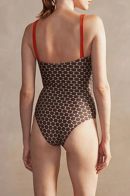 Traje de baño reversible de lujo con estampado inspirado en Hermes