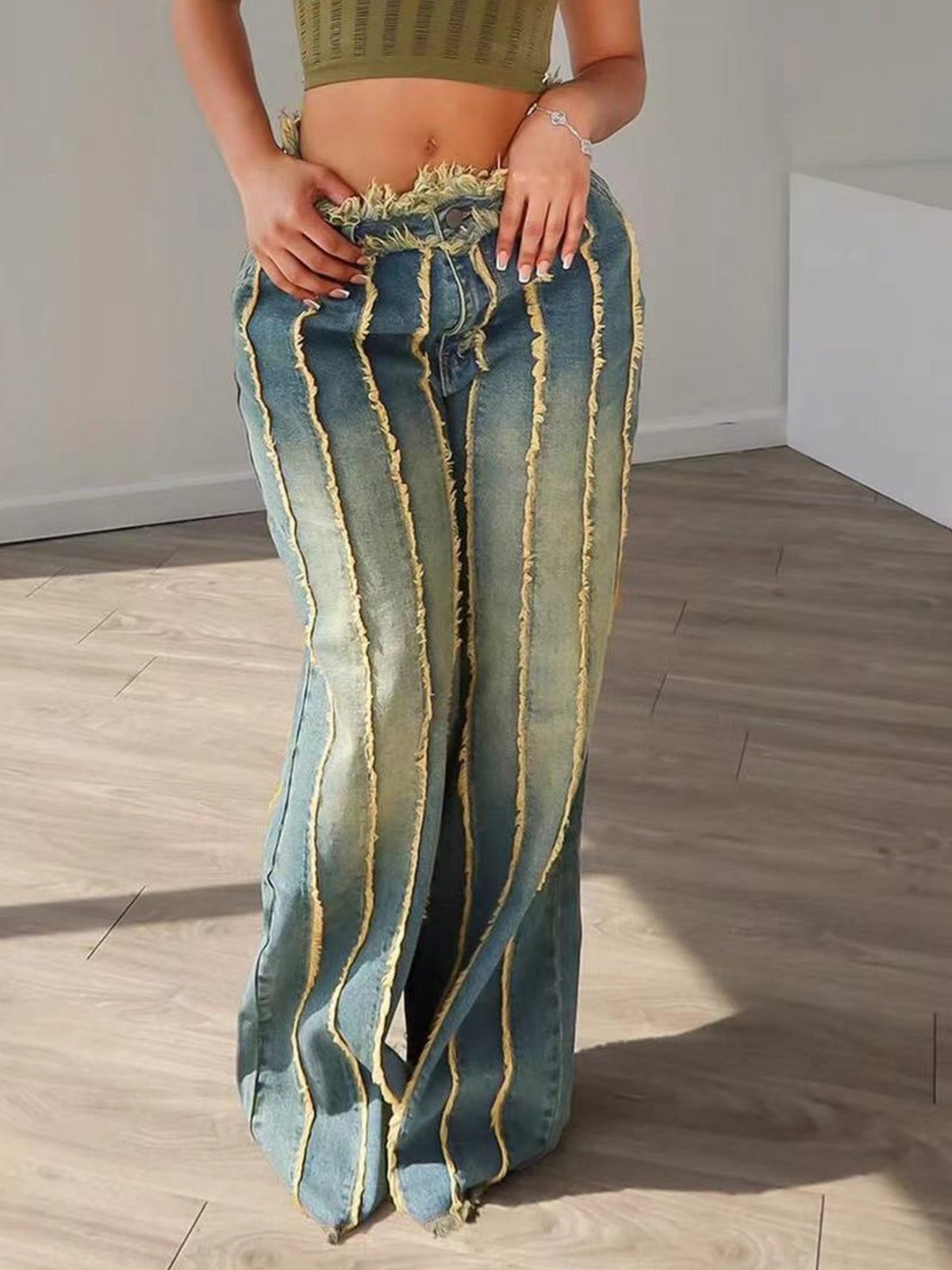 Y2K Splicing Rough Edges Washing And Dyeing Jeans
