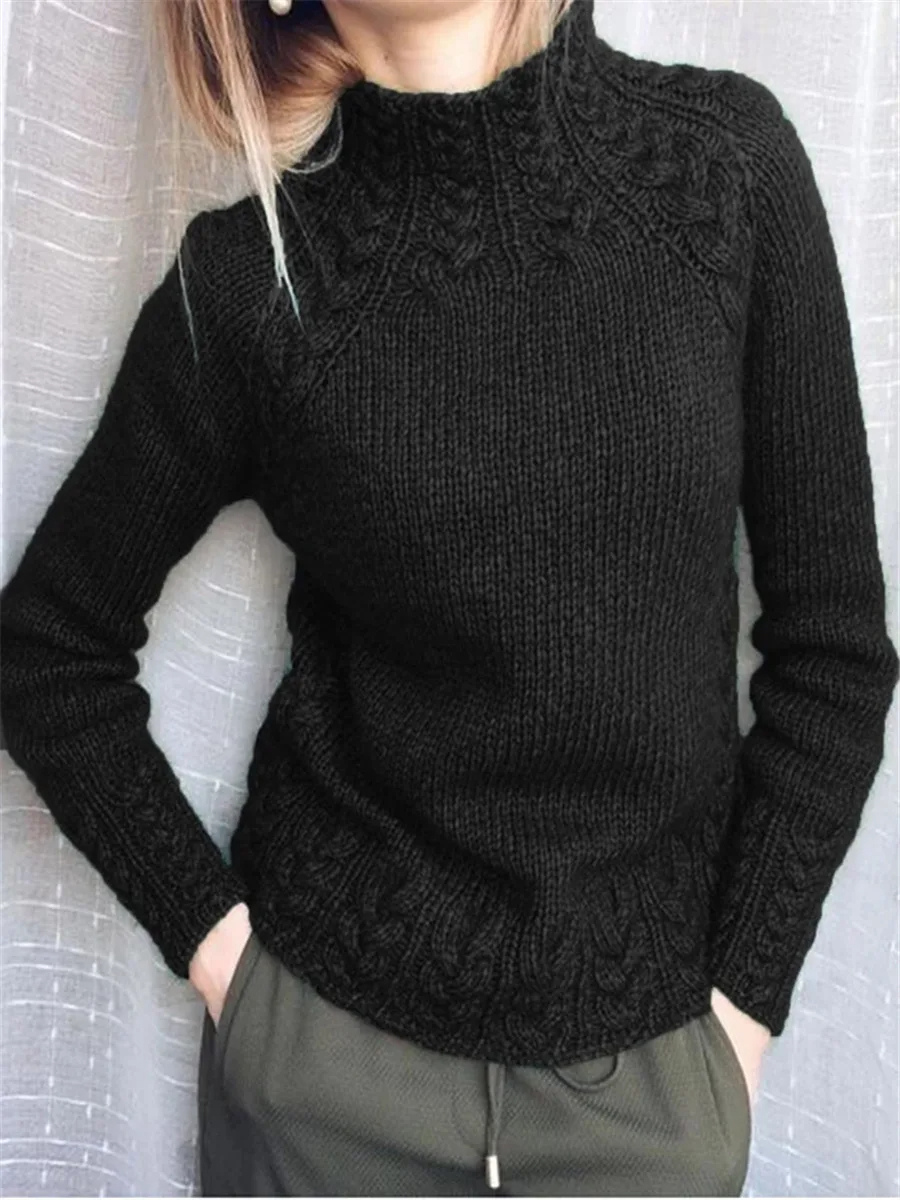 Jersey de punto trenzado ajustado y moderno para mujer | Ideal para otoño/invierno