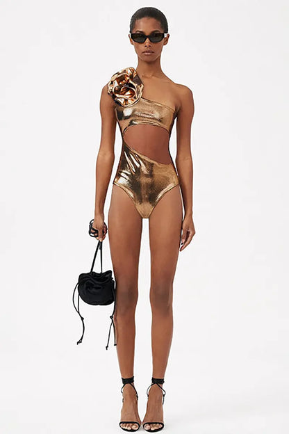 Conjunto de traje de baño con recorte floral