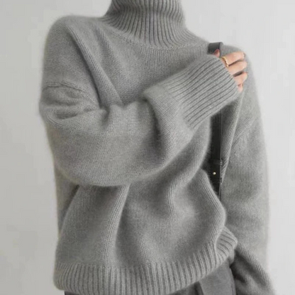 Jersey de punto de cuello alto de corte holgado para mujer | Ideal para otoño/invierno