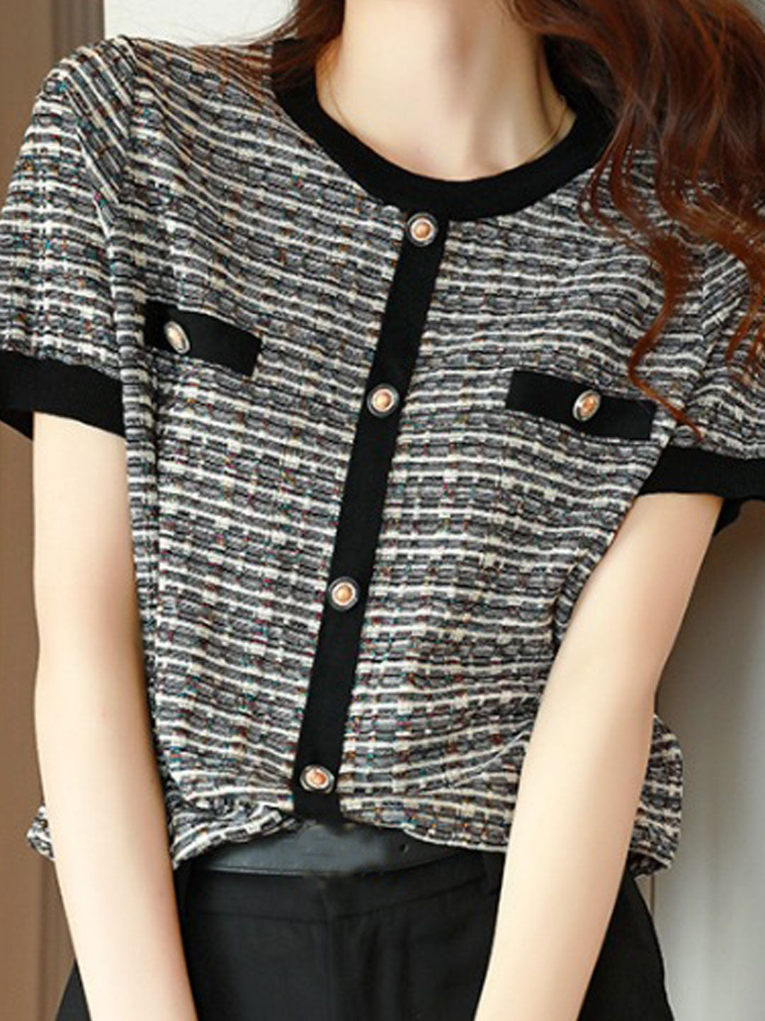 Morgan Loose Crew Neck Striped Knitted Top