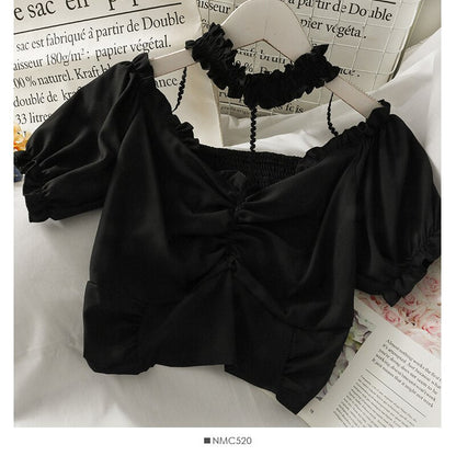 Sexy Hanging Neck Halter Crop Tops