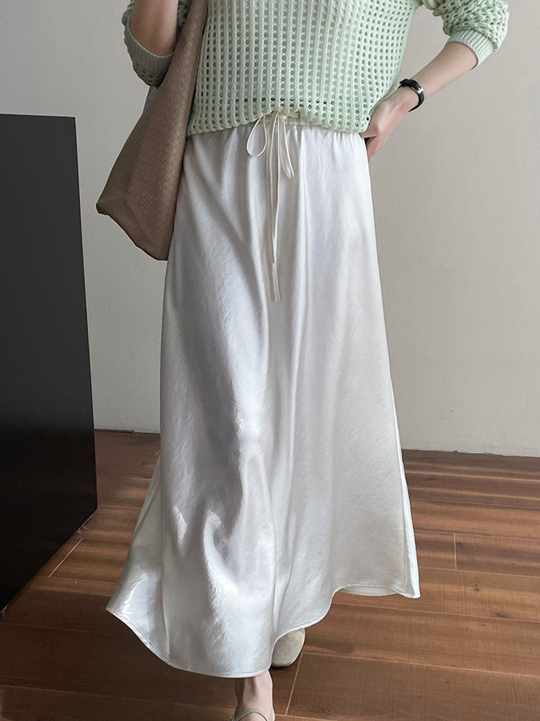 Mary Elegant Solid Color Satin Skirt