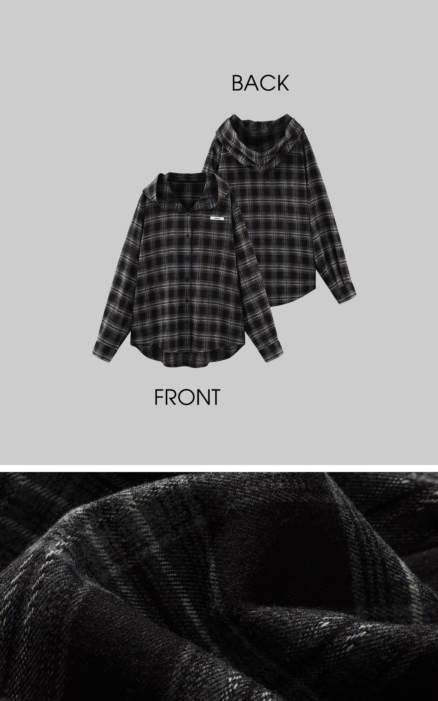 Plaid Hooded Shirt Jacket with Matching Plaid Tube Top Set