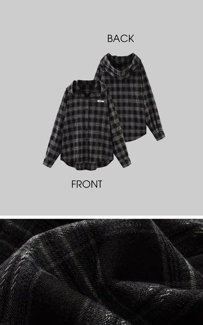 Plaid Hooded Shirt Jacket with Matching Plaid Tube Top Set