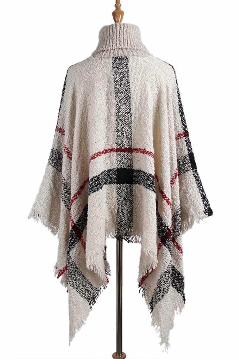 Knitted Contrast Tassel Cloak(5 Colors)