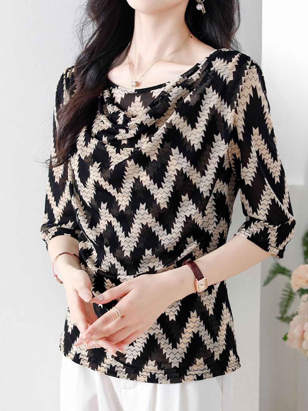 Sydney Slim Crew Neck Chiffon Top