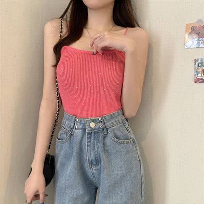 Sexy Little Beading Camisole Crop Tops