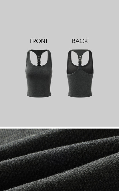 Sculpted Rib Tank Top with Harness Back Detail