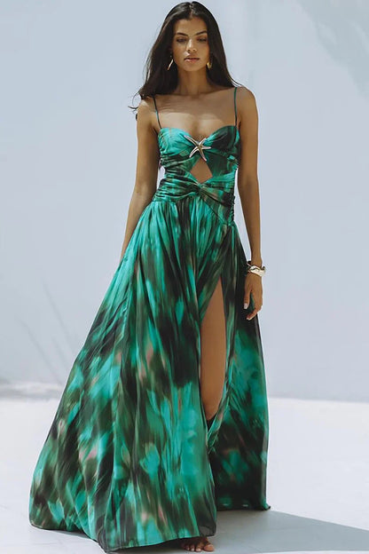 Conjunto de traje de baño con recortes verde tinta