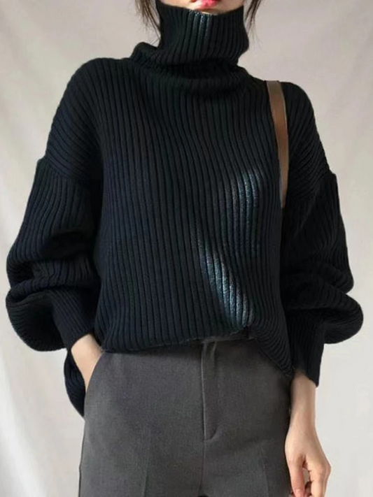 Jersey de cuello alto extragrande con forro grueso para mujer | Ideal para otoño/invierno