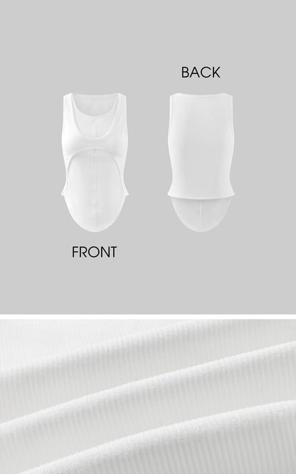 Deconstructed Layered Tank Top with Cutout Back Design
