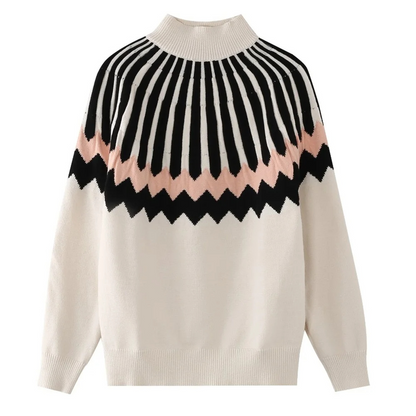 Elegante jersey de punto para mujer con estampado geométrico | Ideal para otoño/invierno