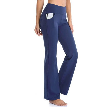 Women's Sporty High Waisted Flared Pants with Side Pockets | Great for All-Season Casual Days