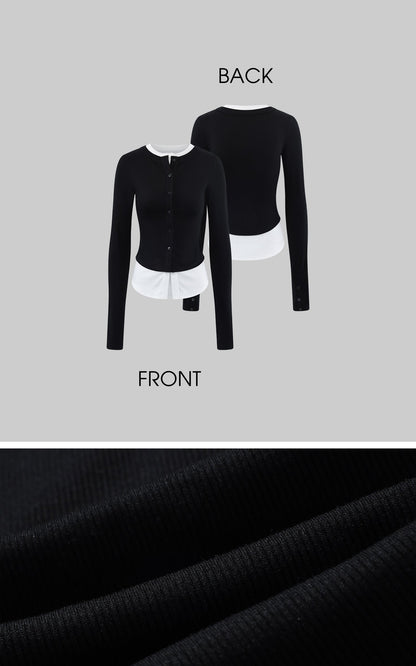 Layered V-Neck Long Sleeve Top