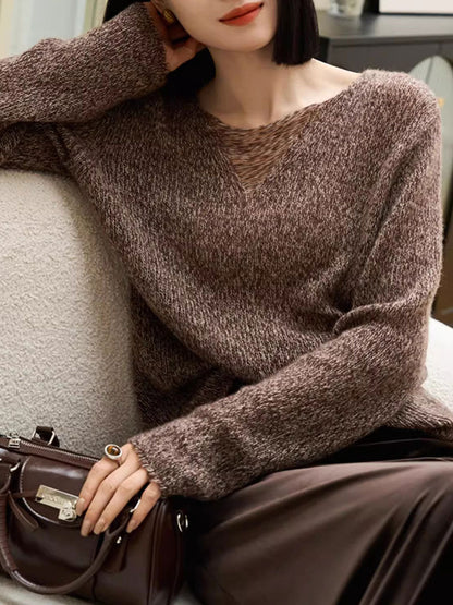 Mia Casual Crew Neck Hollow Knitted Top