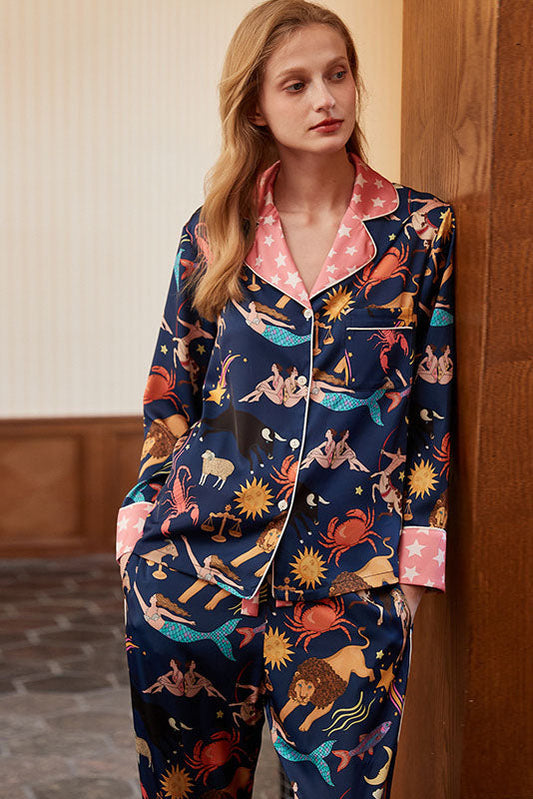 Conjunto de pijama de manga larga Blue Constellation