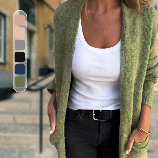 Cárdigan de punto abierto para mujer con bolsillo | Ideal para otoño/invierno