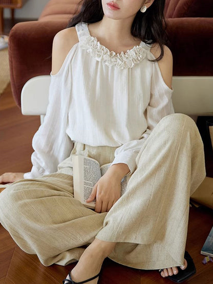 Morgan Elegant Crew Neck Solid Color Top