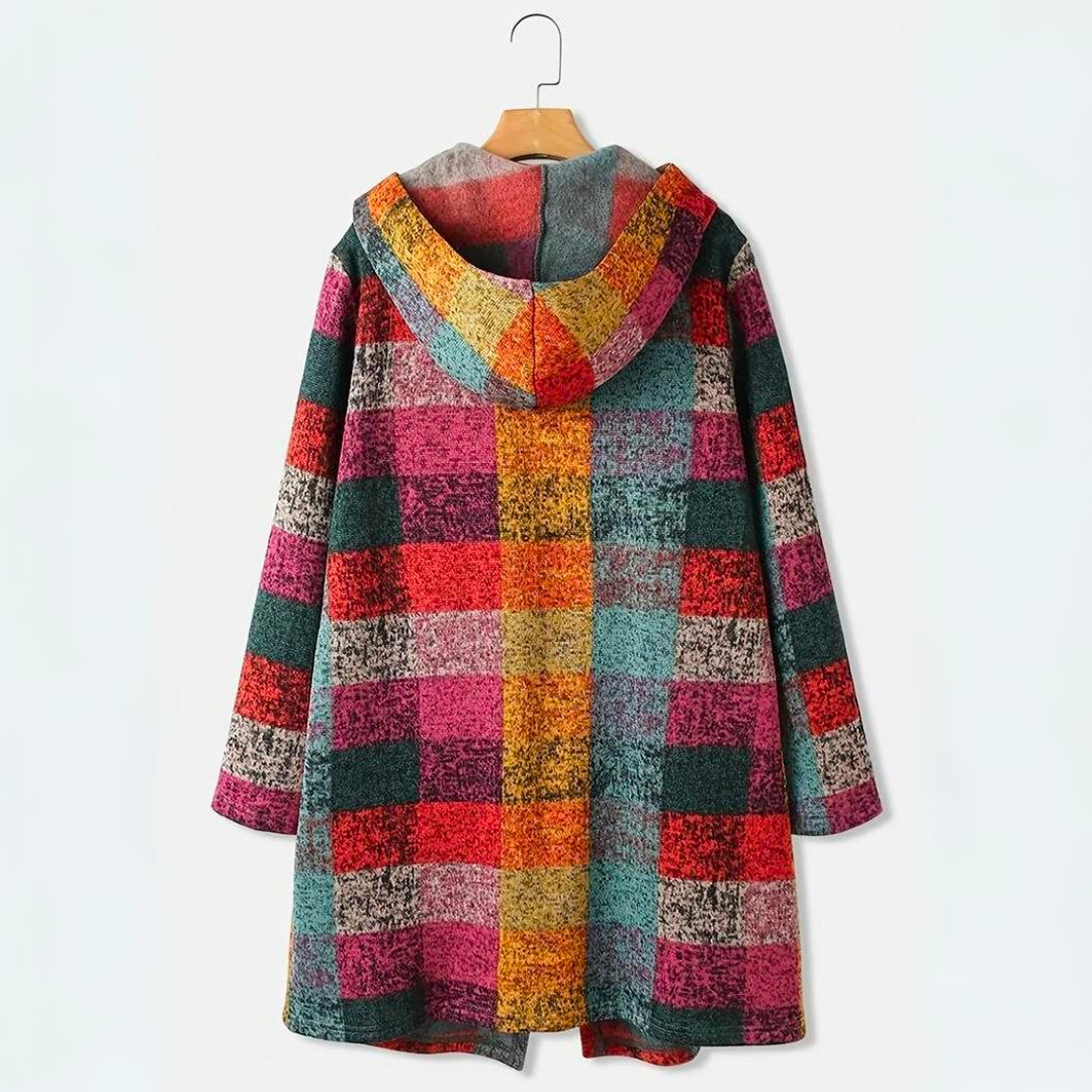 Women's Stylish Multicolored Plaid Cardigan with Hood | Great for All Seasons