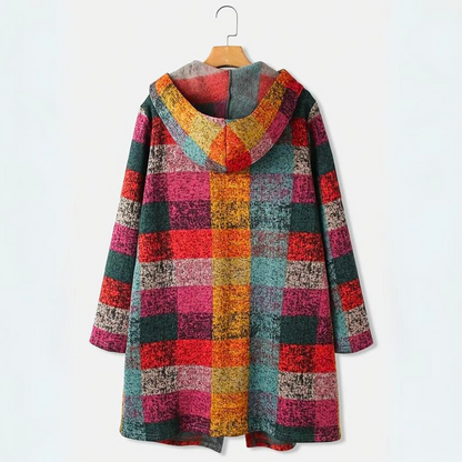 Women's Stylish Multicolored Plaid Cardigan with Hood | Great for All Seasons