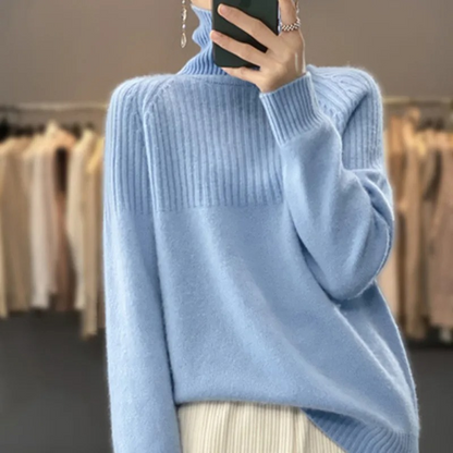 Suéter de cuello alto acanalado para mujer | Ideal para otoño/invierno