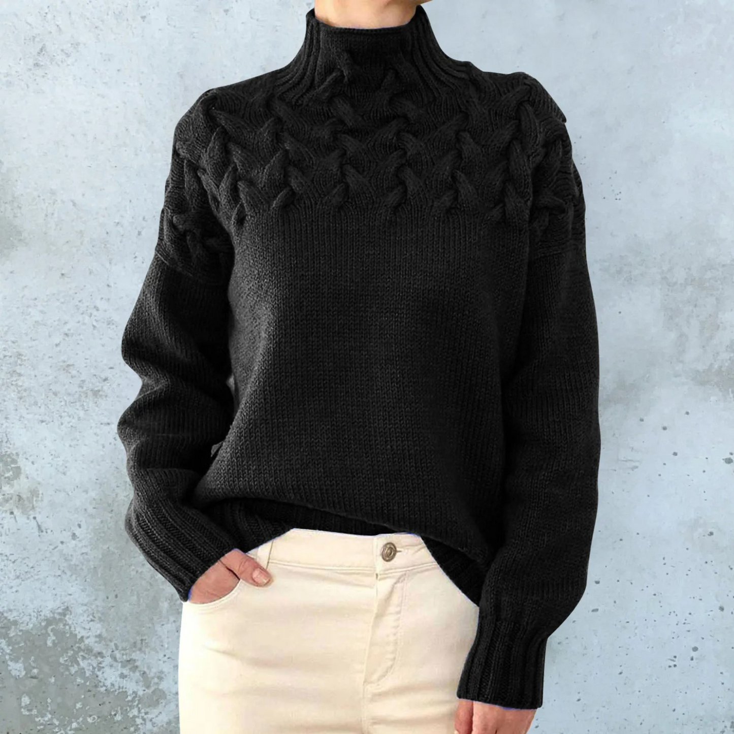 Women's Stylish Cable Knit Turtleneck Jumper | Ideal for Autumn/Winter